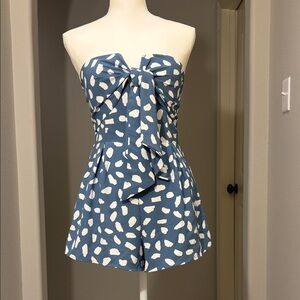 Stylish Green and White Strapless Romper